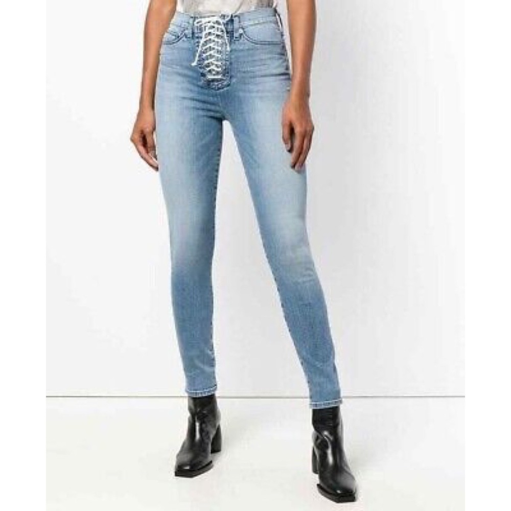 Hudson Bullocks High Rise Lace Up Skinny Stretch Blue Jeans Size 30